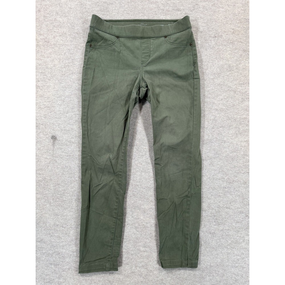 New Directions Pull On Skinny Chino Pants Womens 6P Green Mid Rise Flat Front